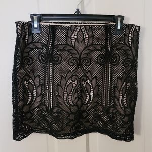 Black lace short skirt